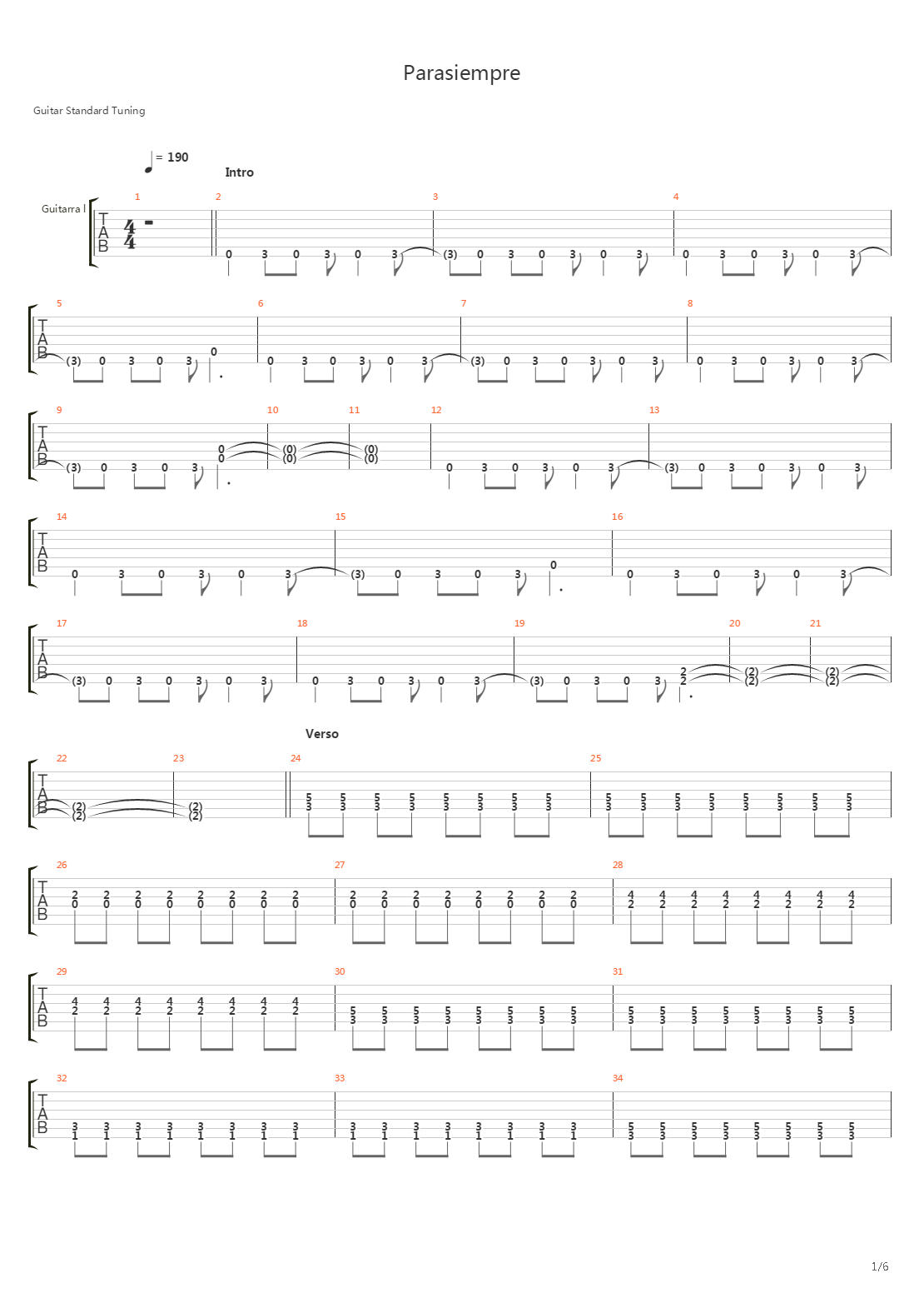 Parasiempre吉他谱