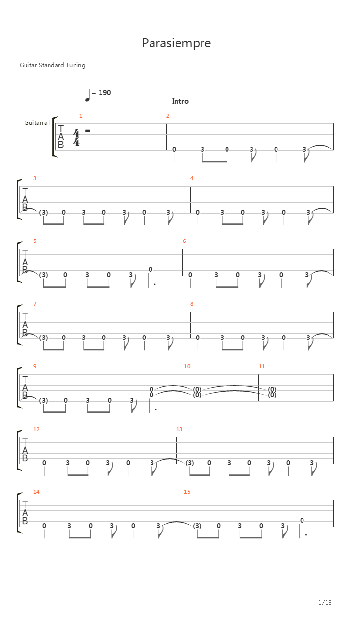 Parasiempre吉他谱