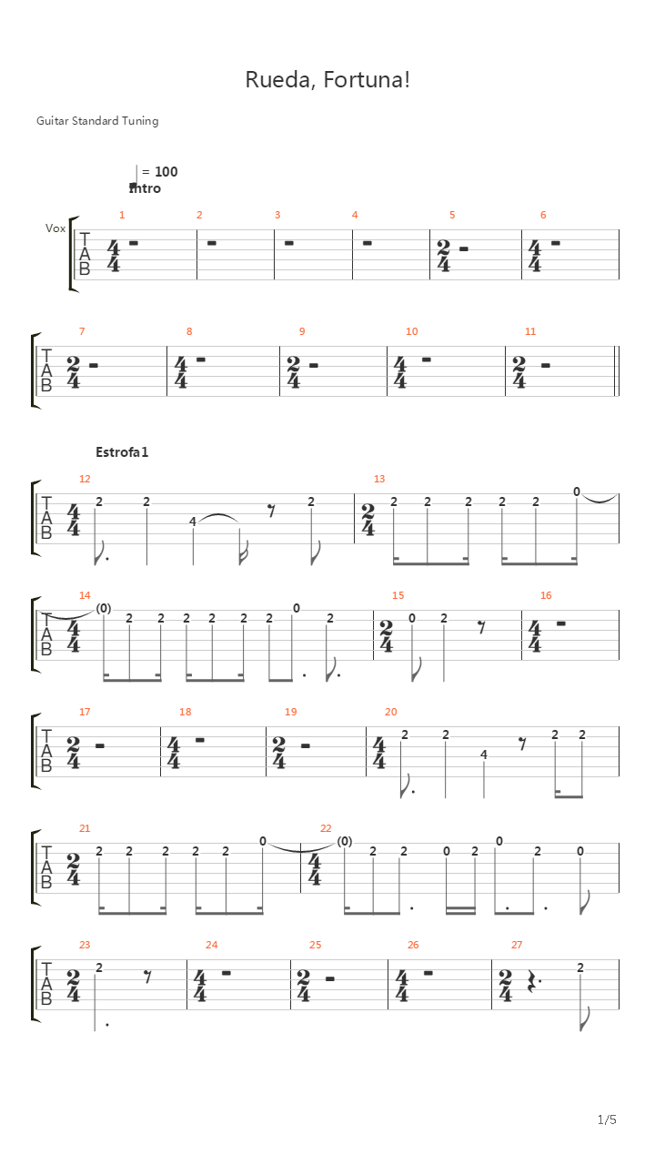 Rueda Fortuna吉他谱