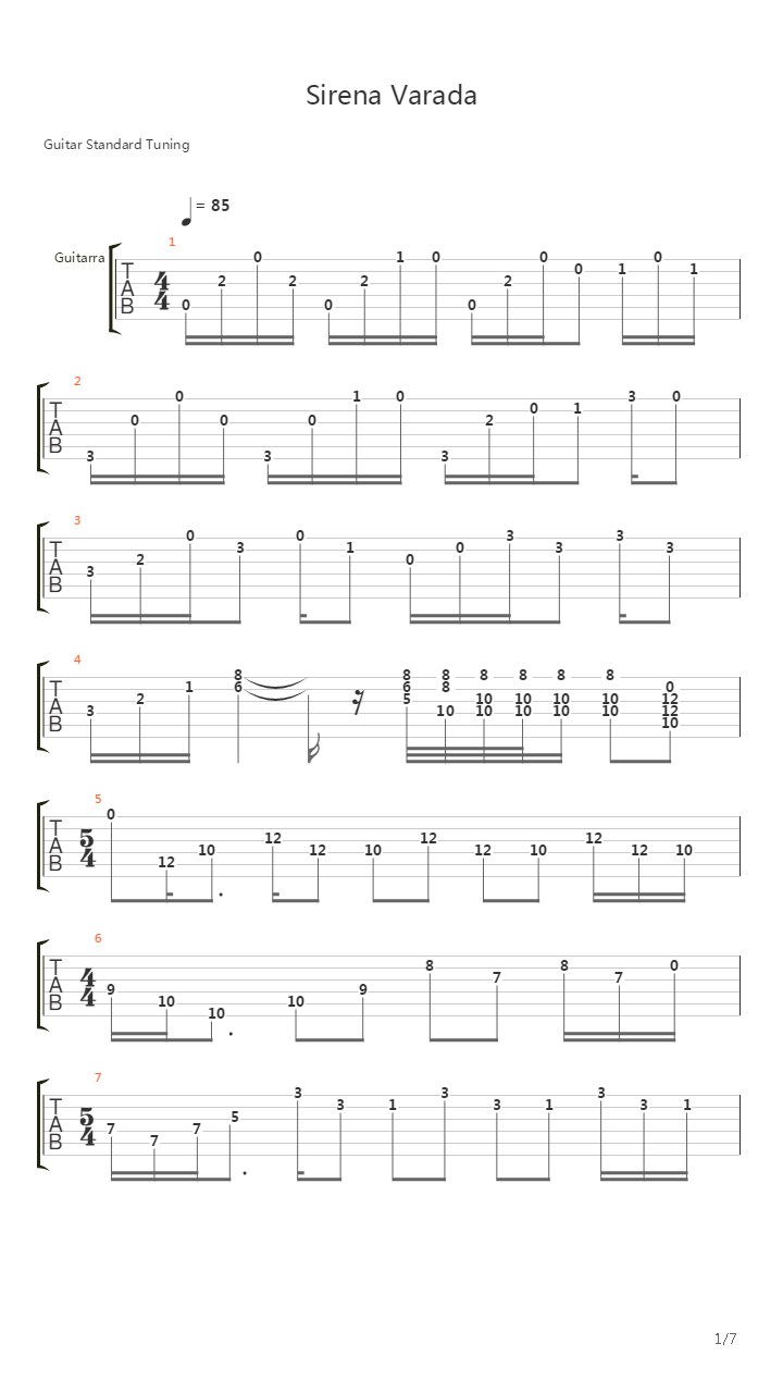 Sirena Varada吉他谱