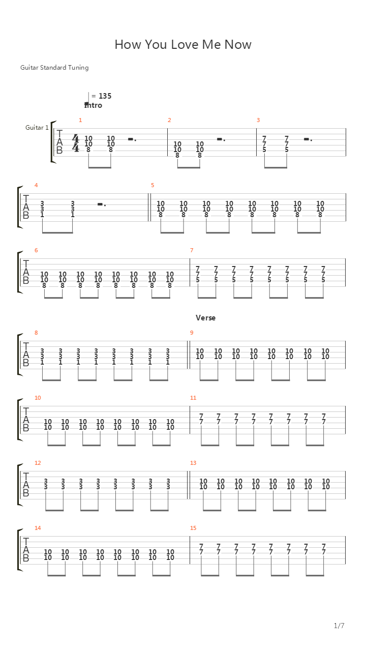 How You Love Me Now吉他谱