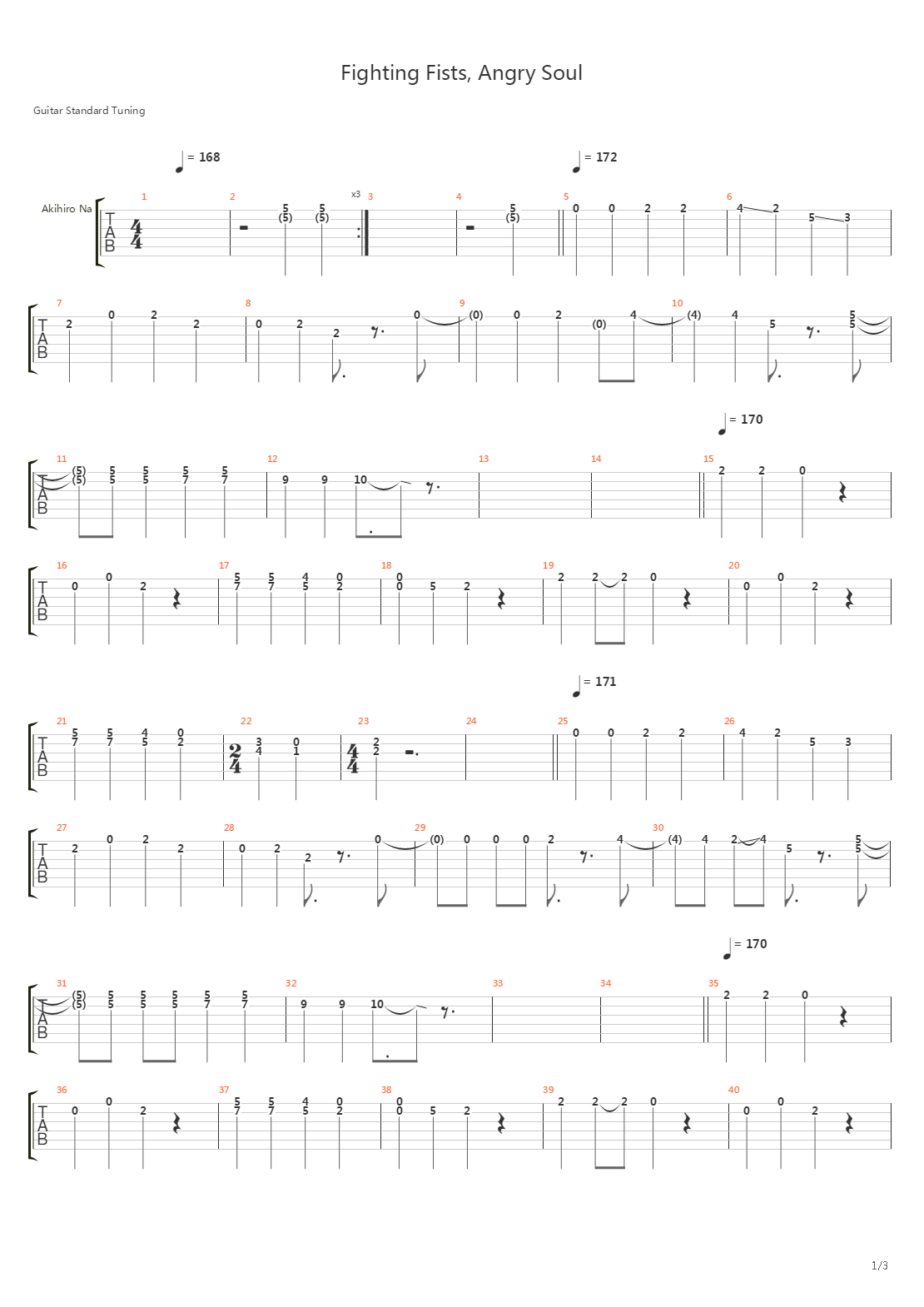Fighting Fists Angry Soul吉他谱