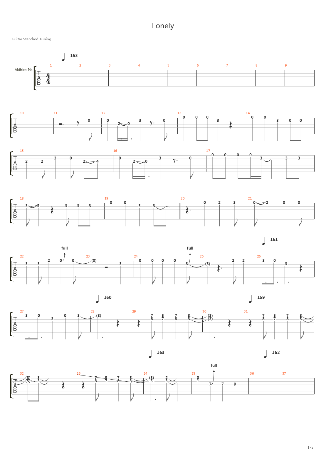 Lonely吉他谱