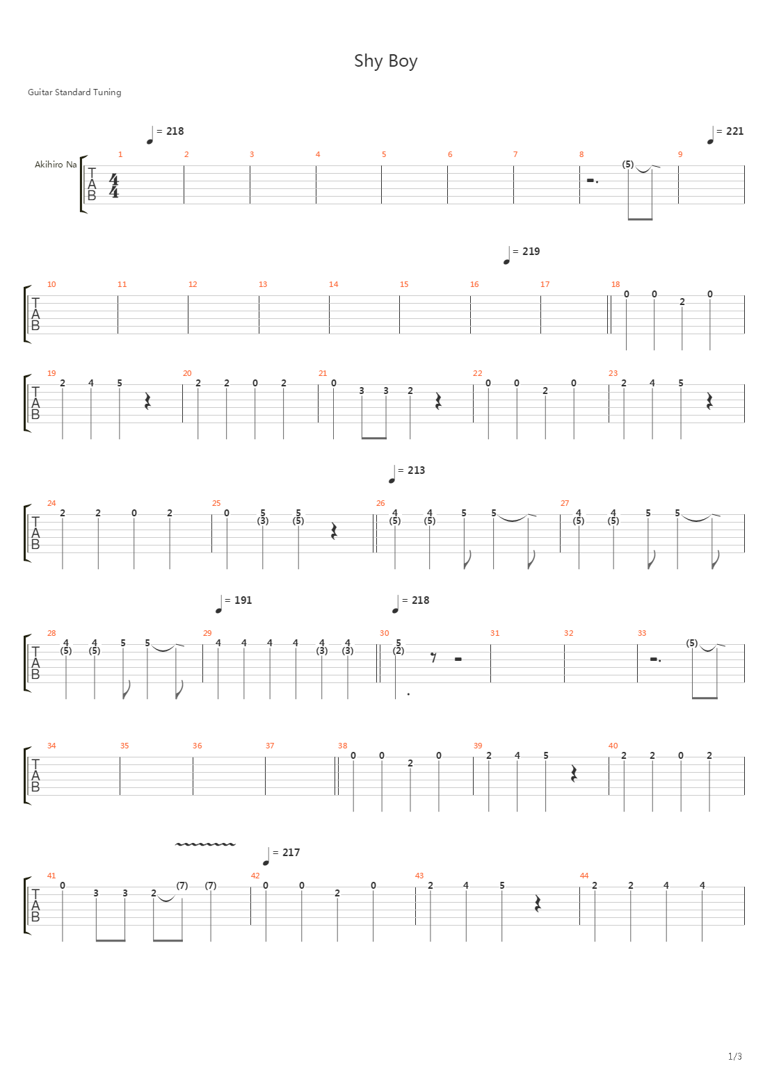 Shy Boy吉他谱
