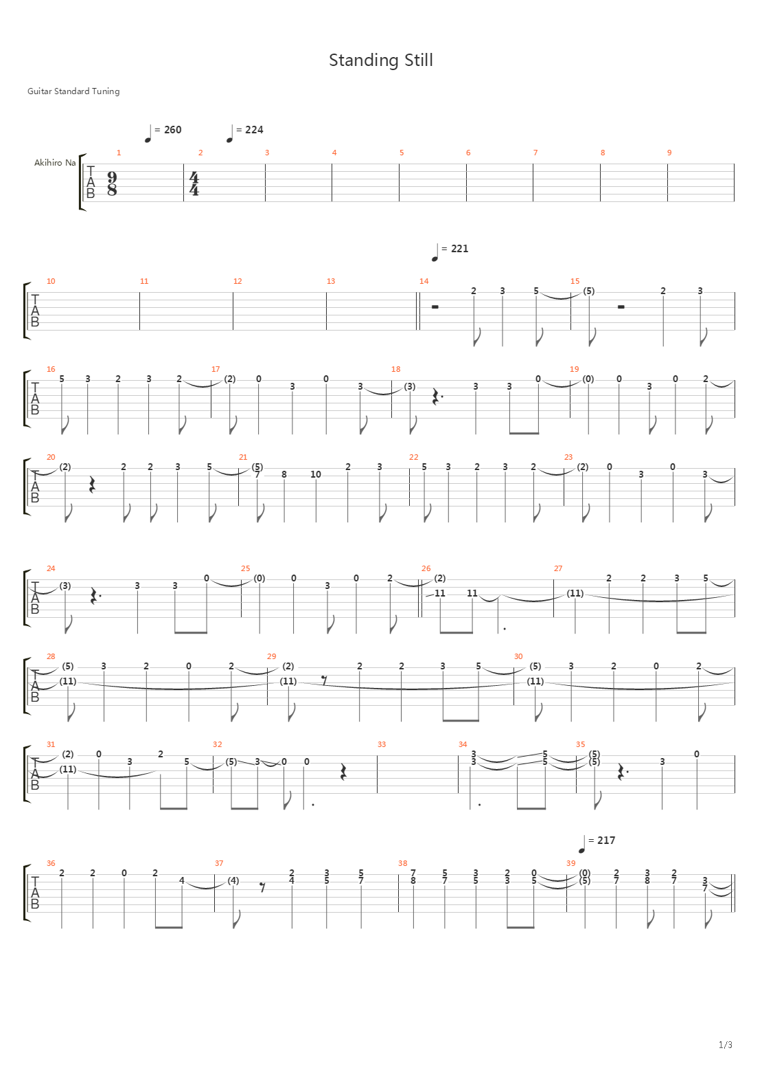Standing Still吉他谱