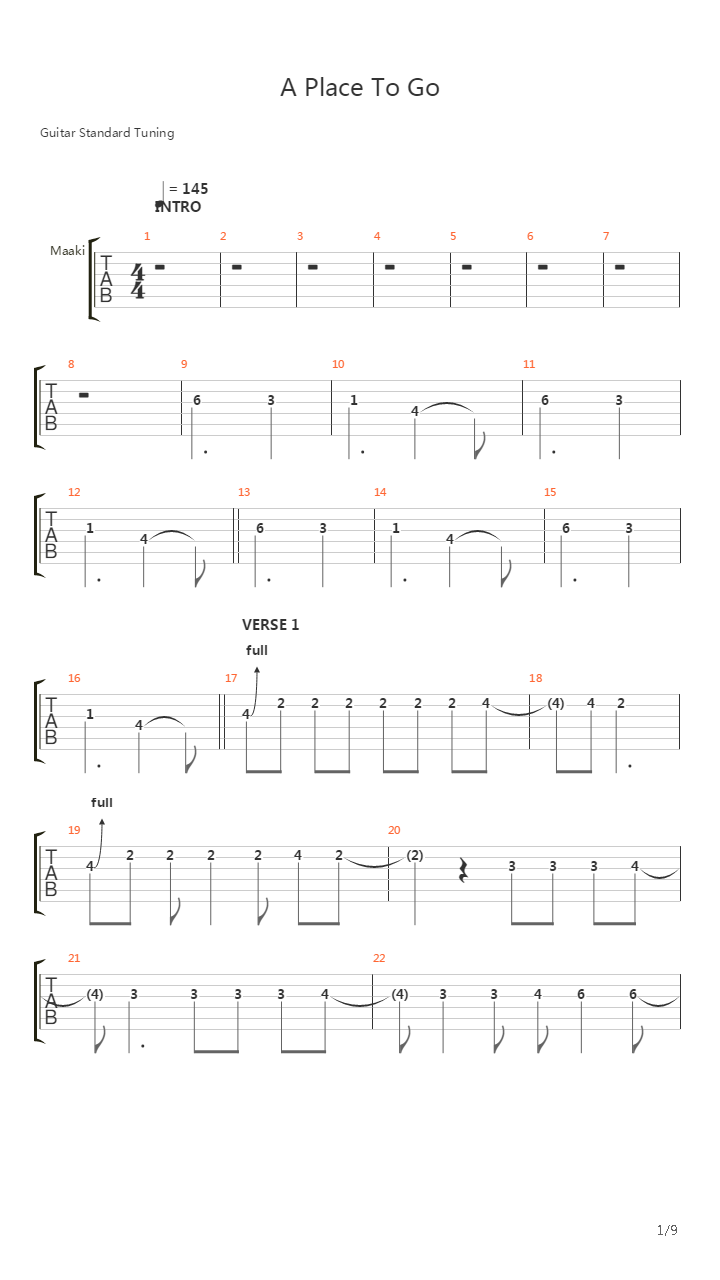 A Place To Go吉他谱