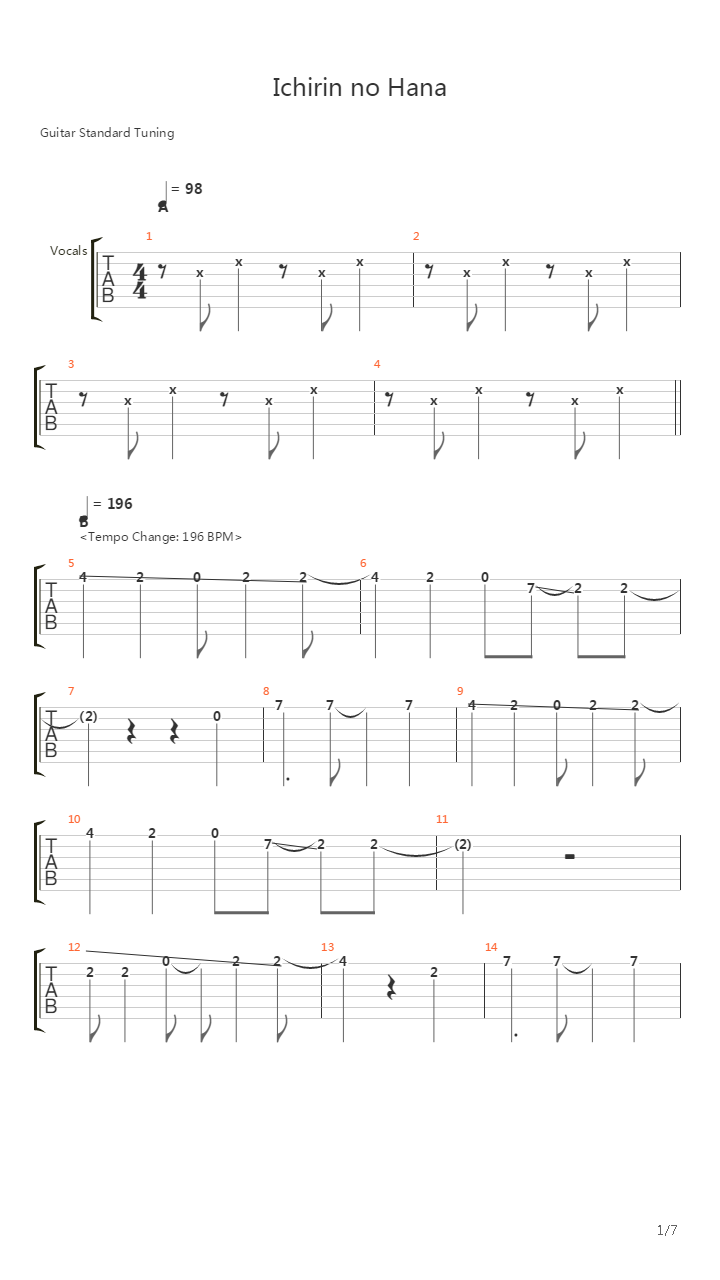 Ichirin No Hana吉他谱