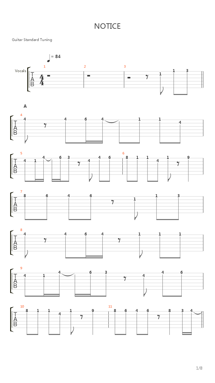 Notice吉他谱