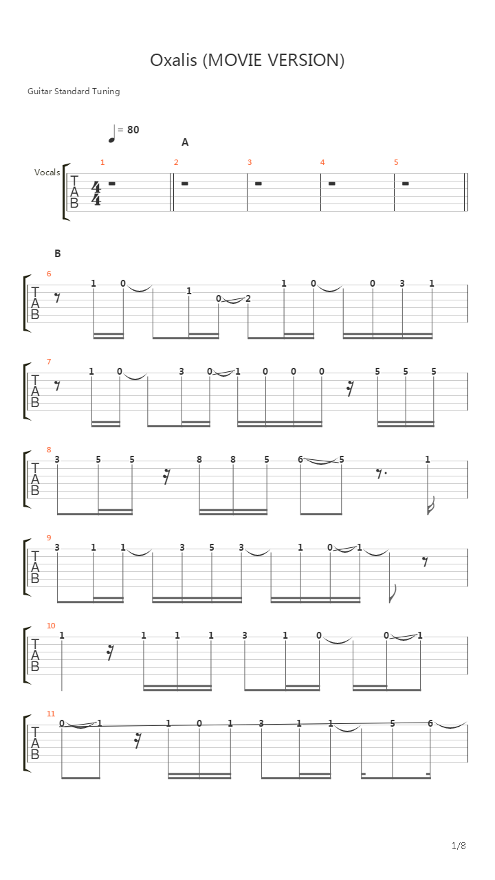 Oxalis吉他谱