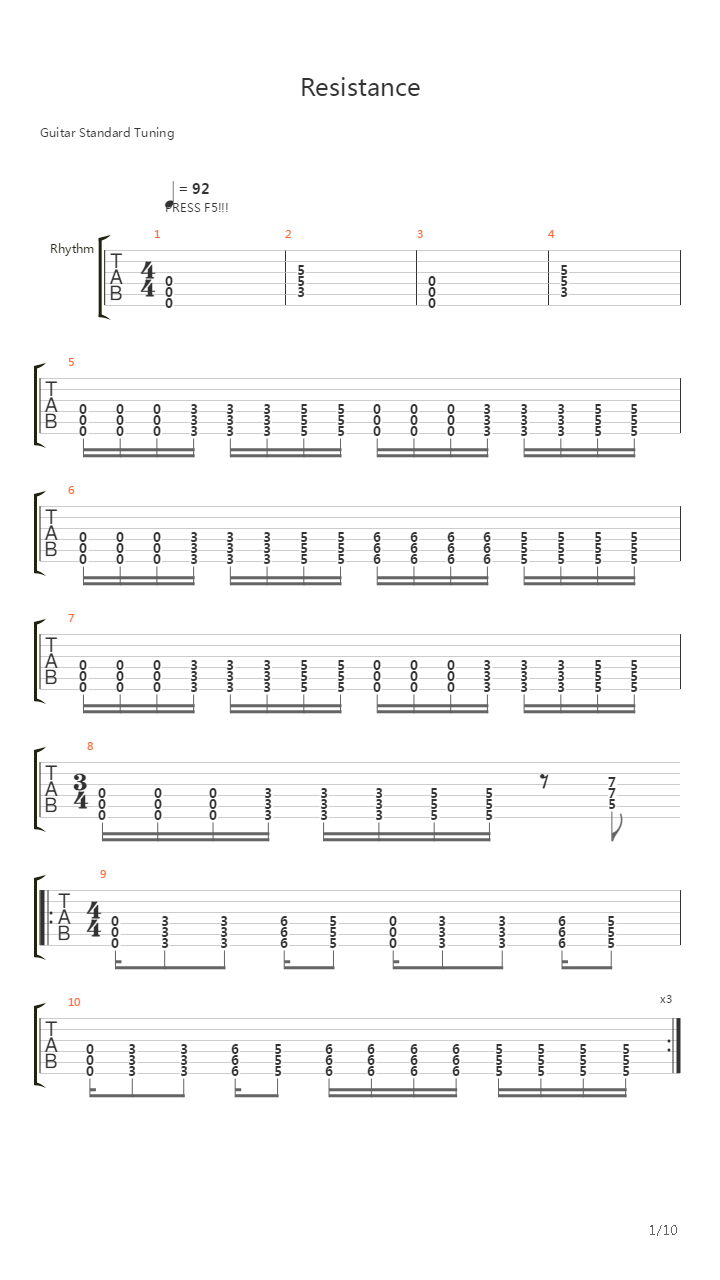 Resistance吉他谱