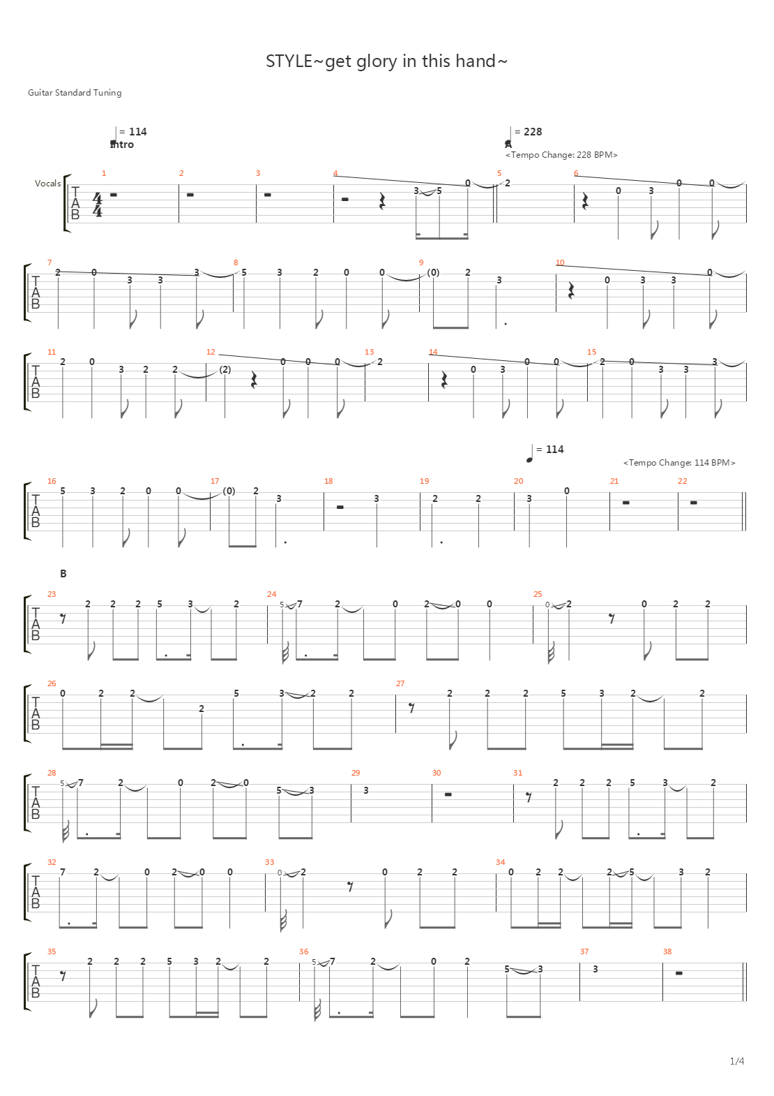 Style Get Glory In This Hand吉他谱