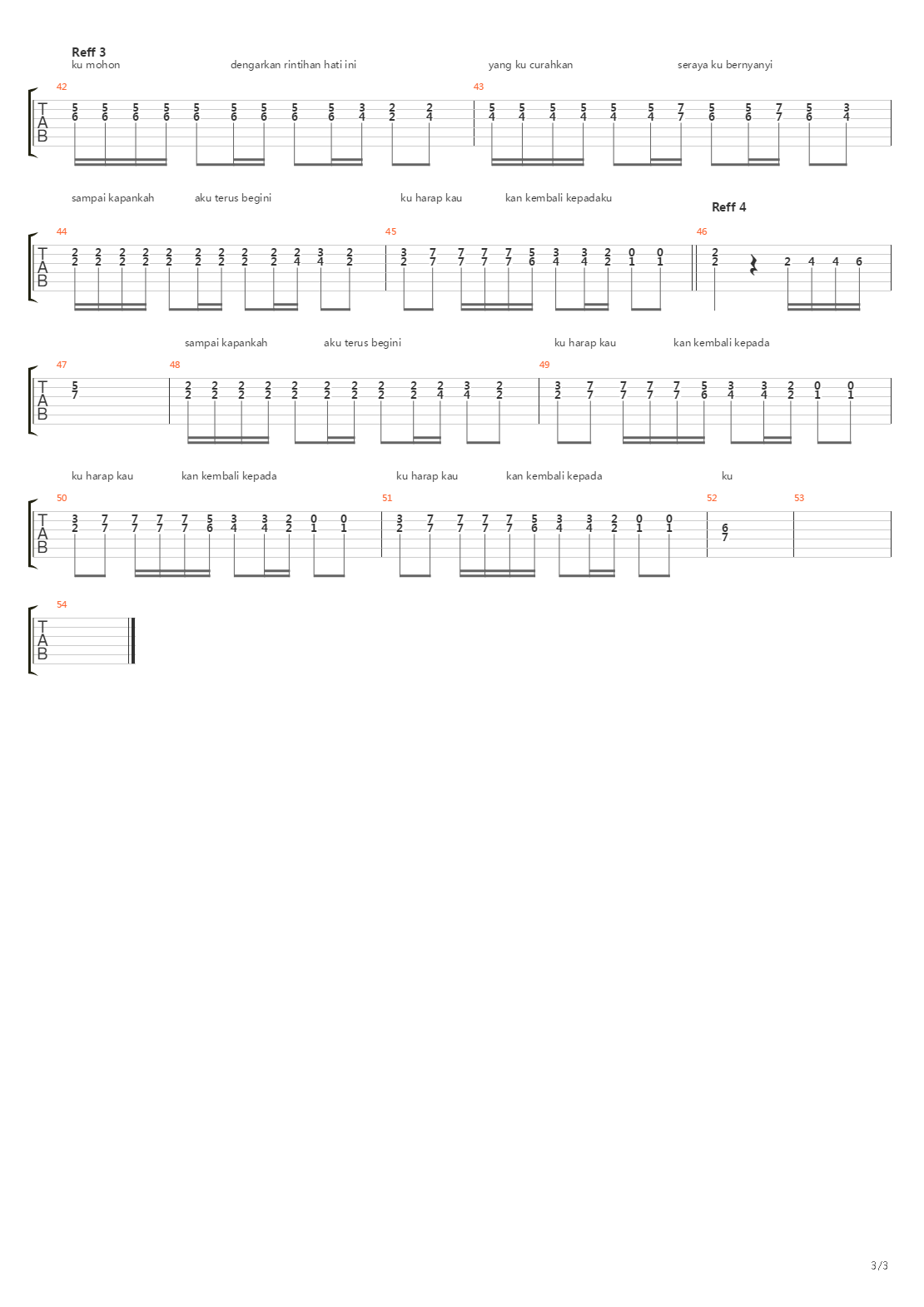 Setiap Detik吉他谱