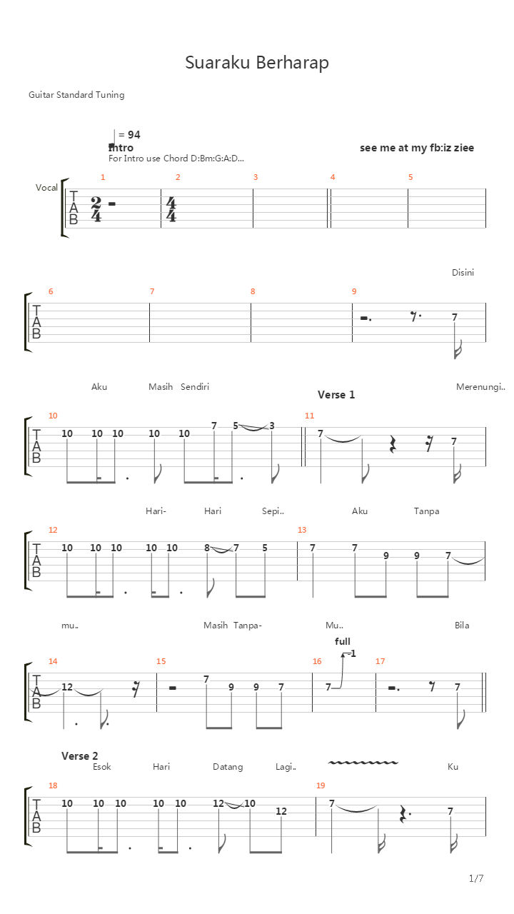 Suara Ku Berharap吉他谱