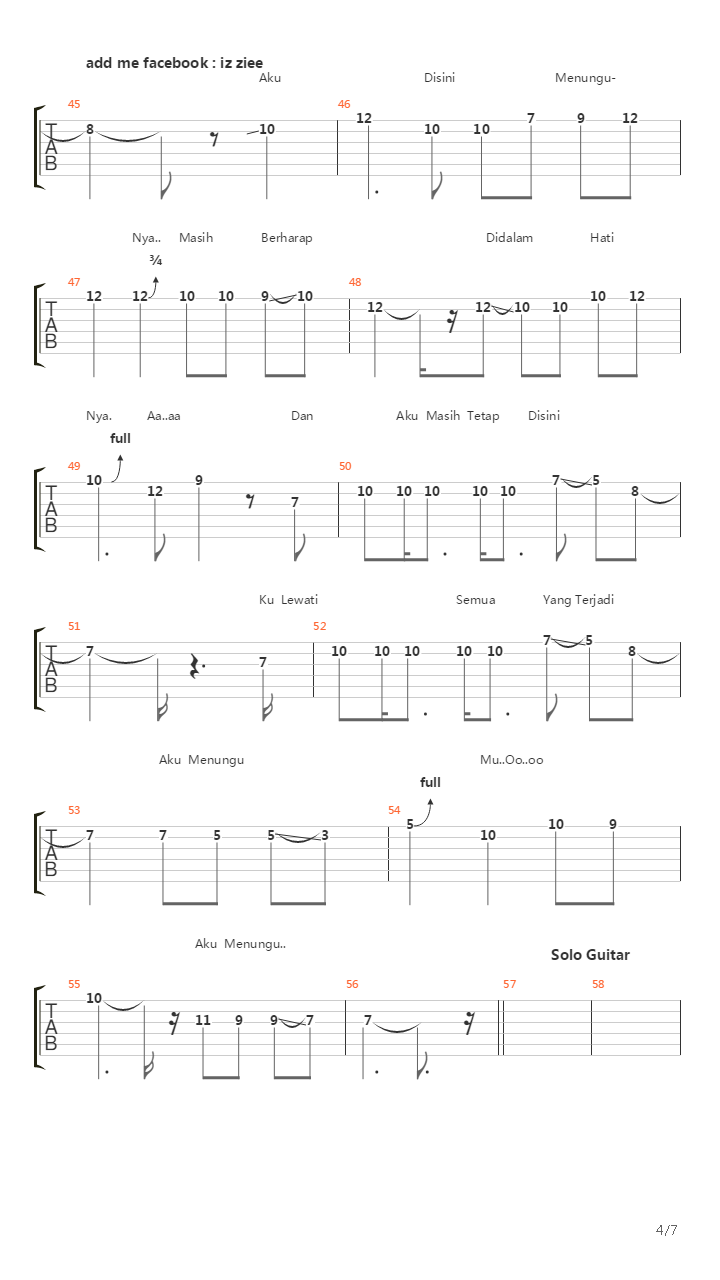 Suara Ku Berharap吉他谱