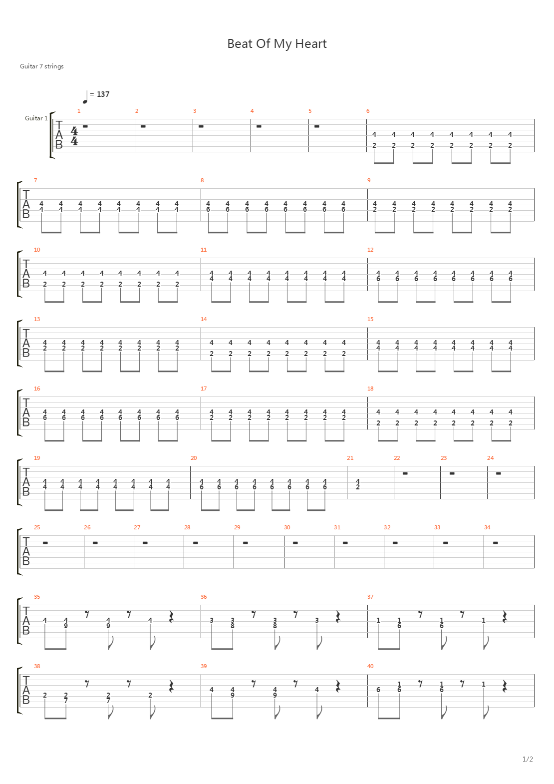 Beat Of My Heart吉他谱