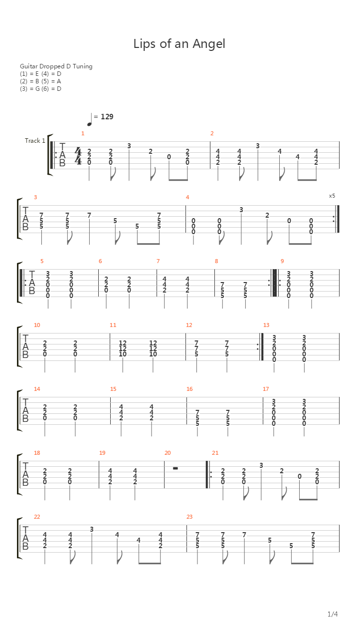 Lips Of An Angel吉他谱