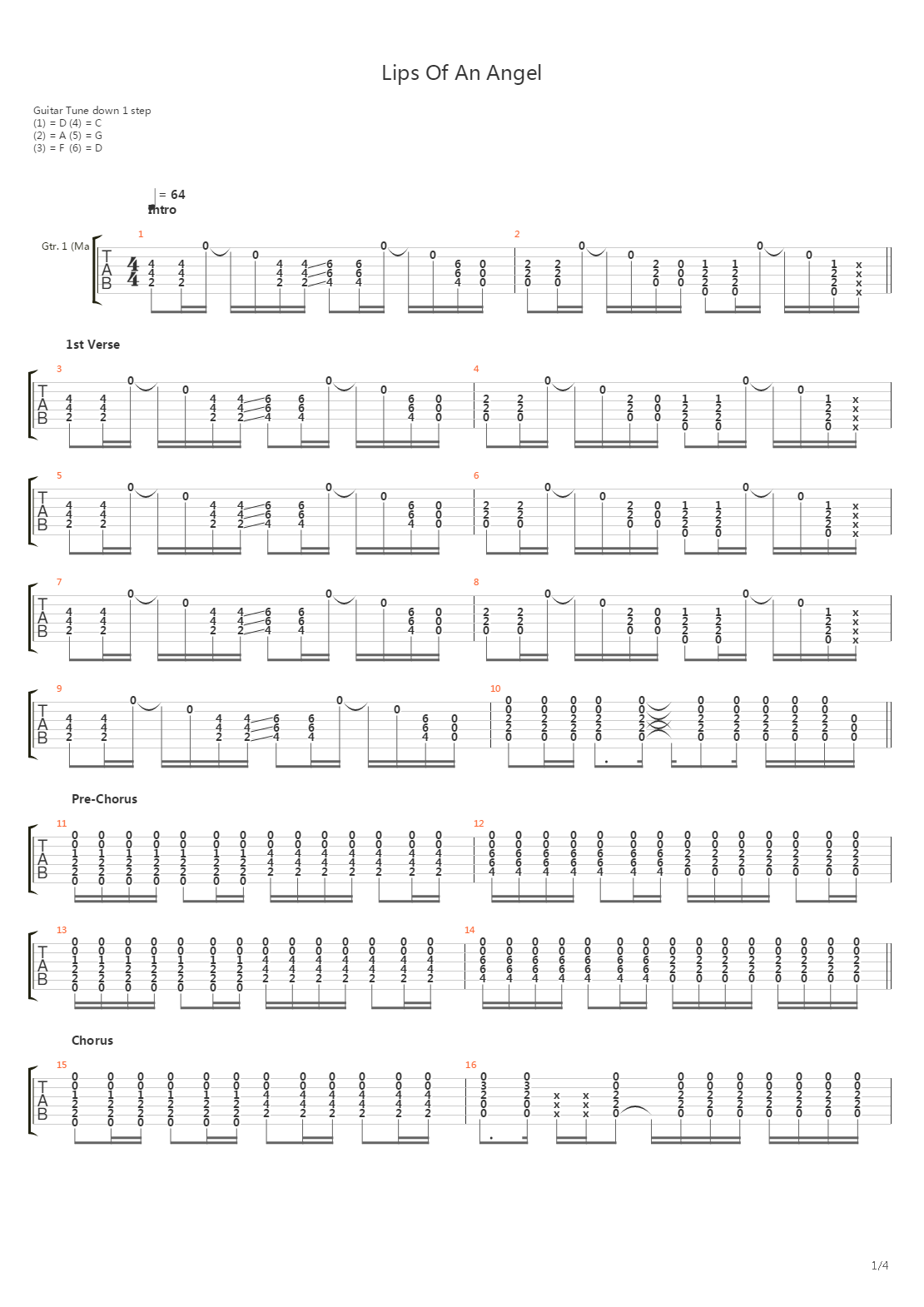 Lips Of An Angel吉他谱