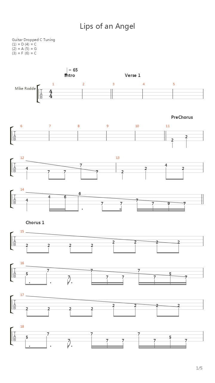 Lips Of An Angel吉他谱