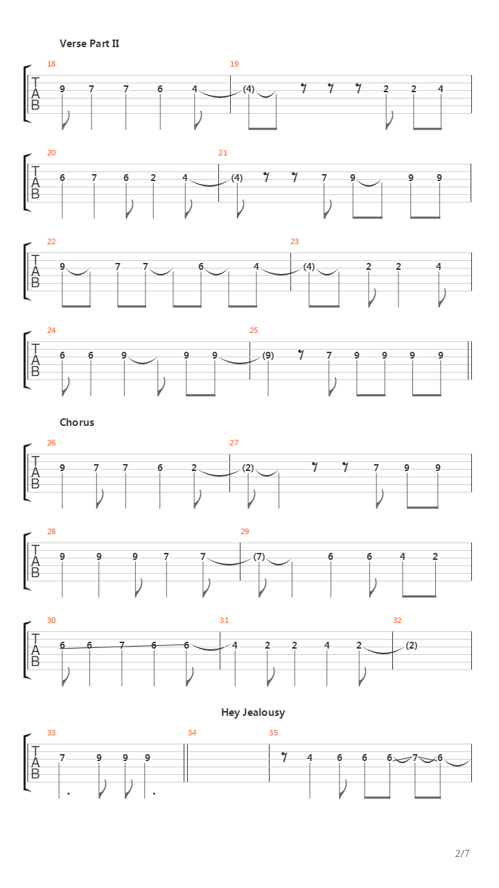 Hey Jealousy吉他谱