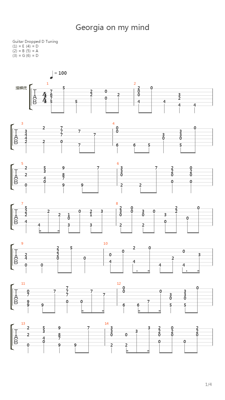 Georgia On My Mind吉他谱