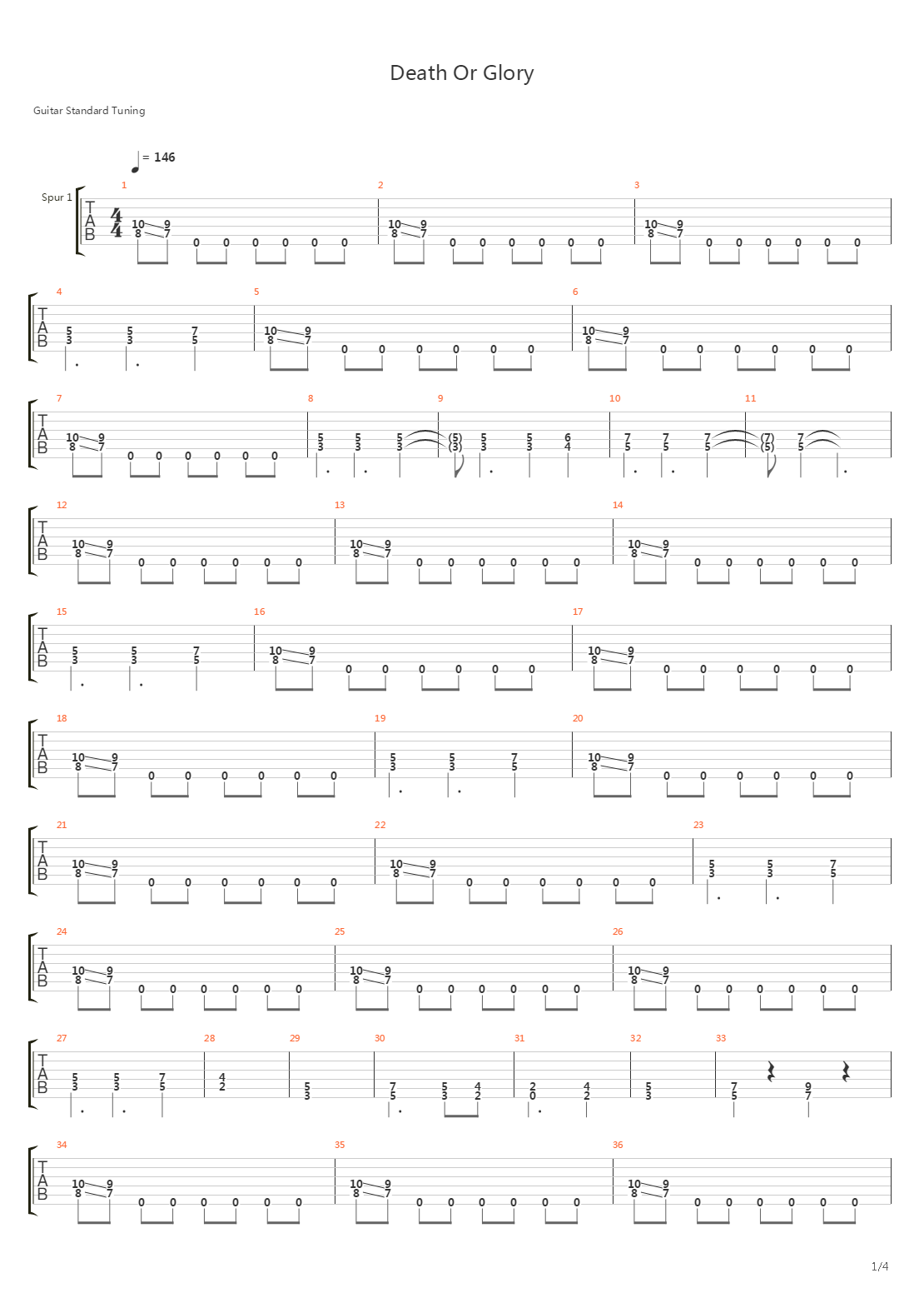 Death Or Glory吉他谱