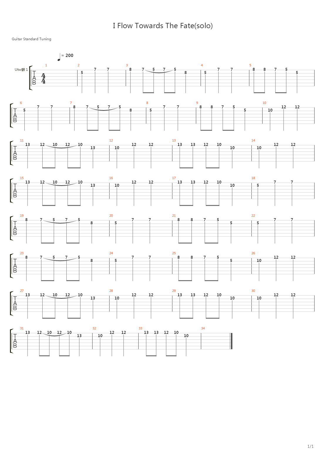 I Flow Towards The Fate吉他谱