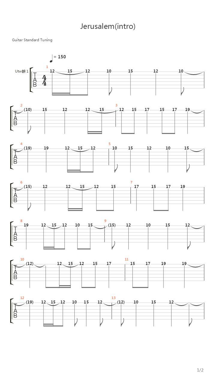 Jerusalem吉他谱