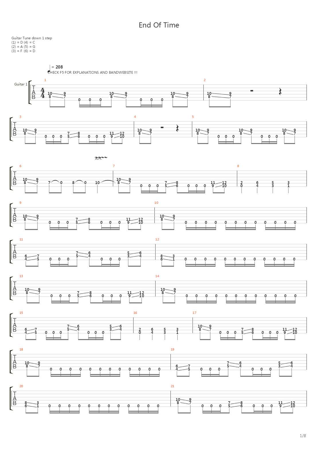 End Of Time吉他谱