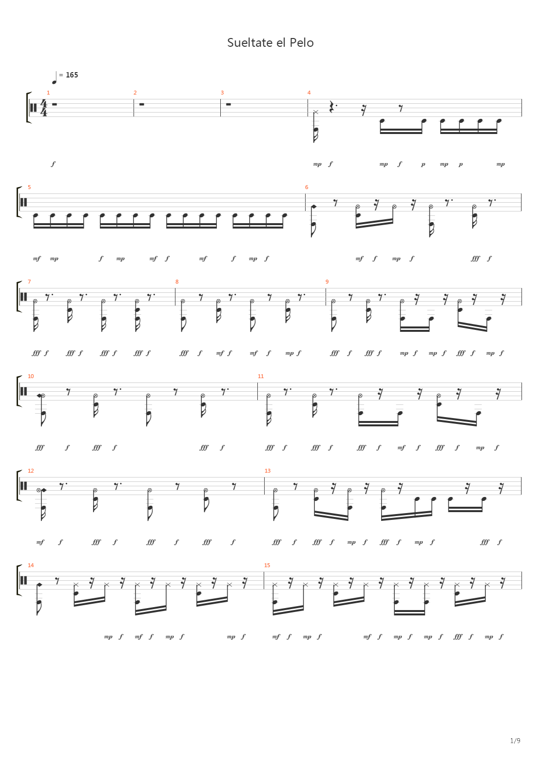 Sueltate El Pelo吉他谱
