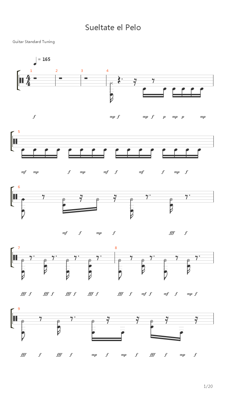 Sueltate El Pelo吉他谱