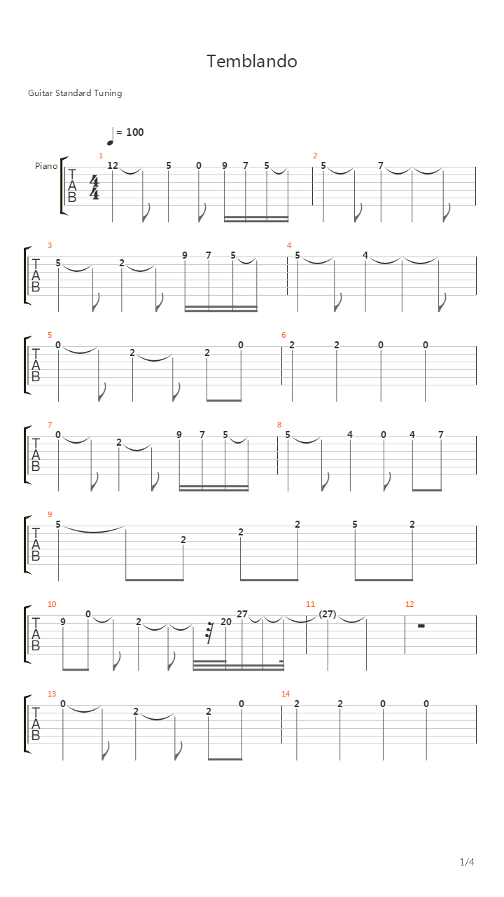 Temblando吉他谱