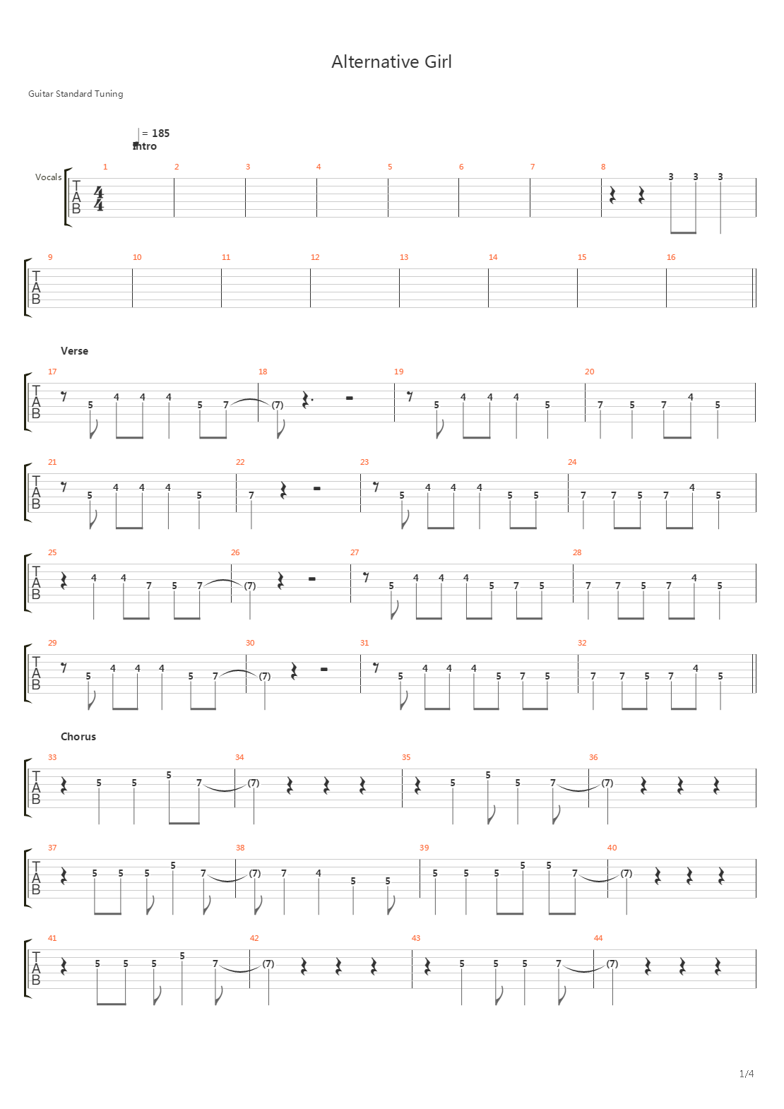 Alternative Girl吉他谱