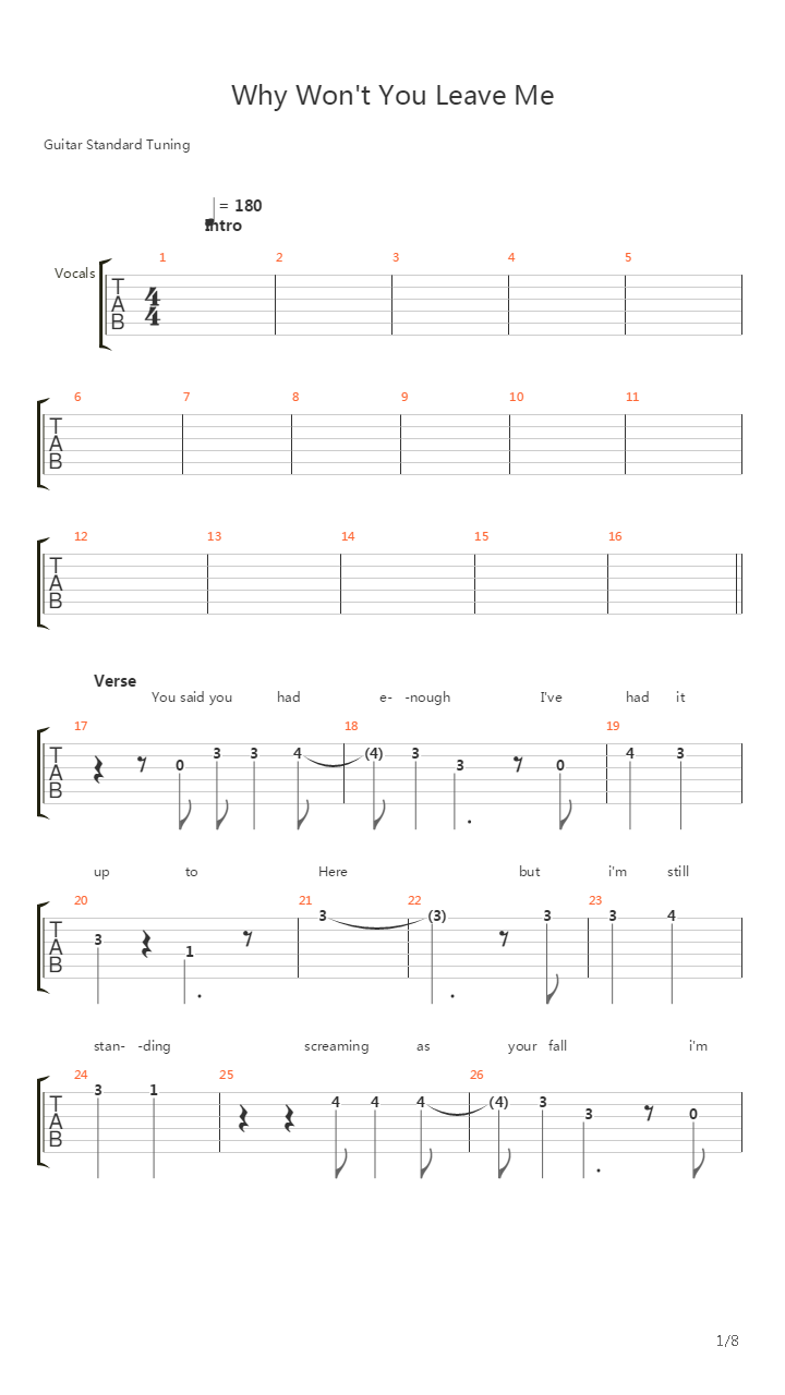 Why Wont You Leave Me吉他谱