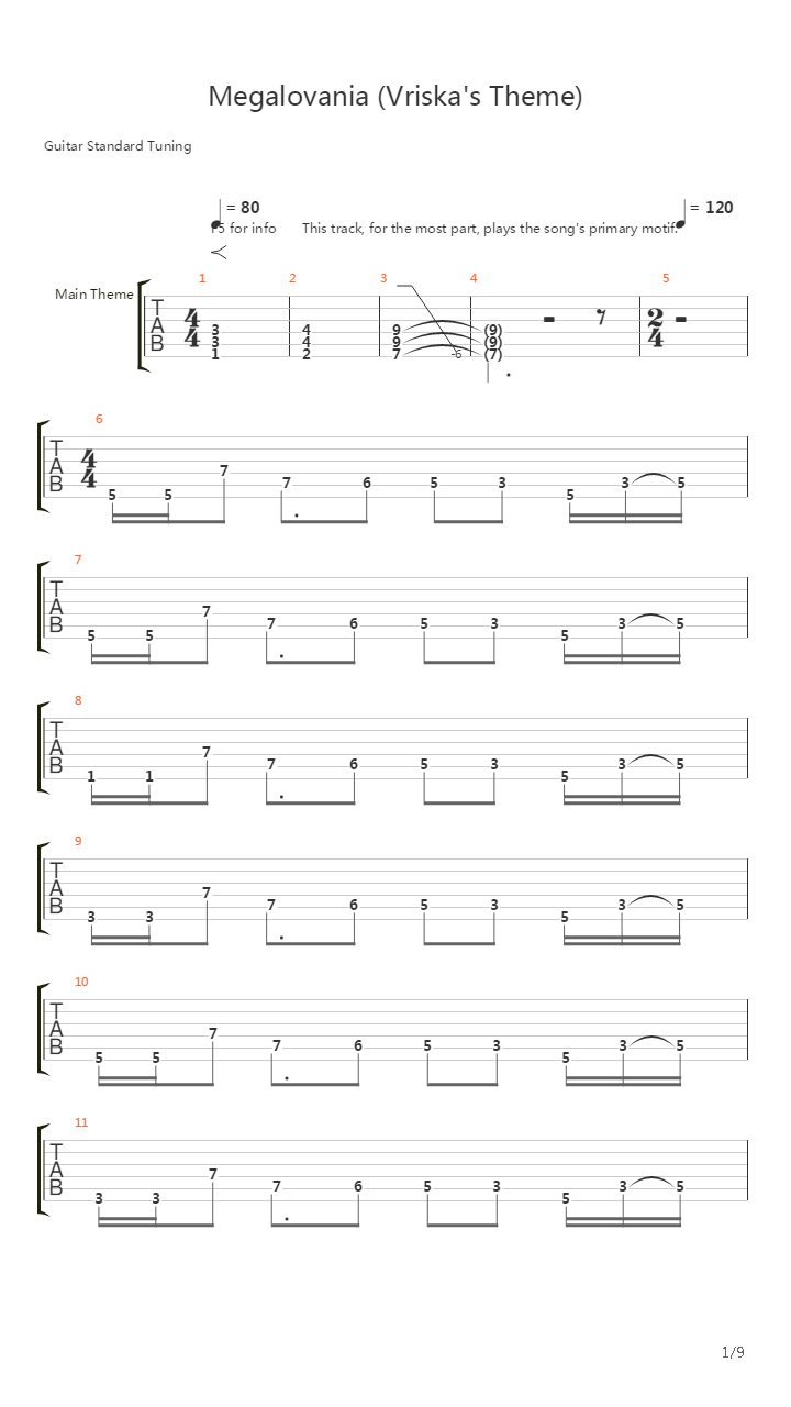 Megalovania吉他谱