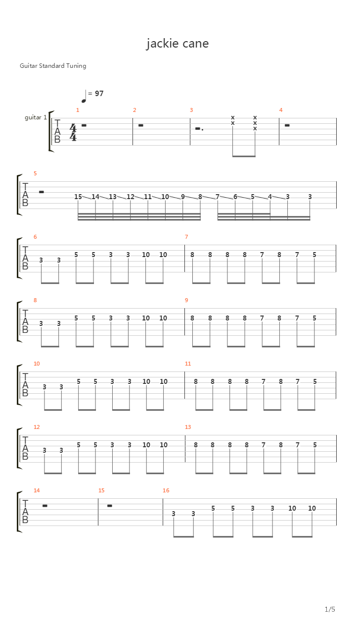 Jackie Cane吉他谱