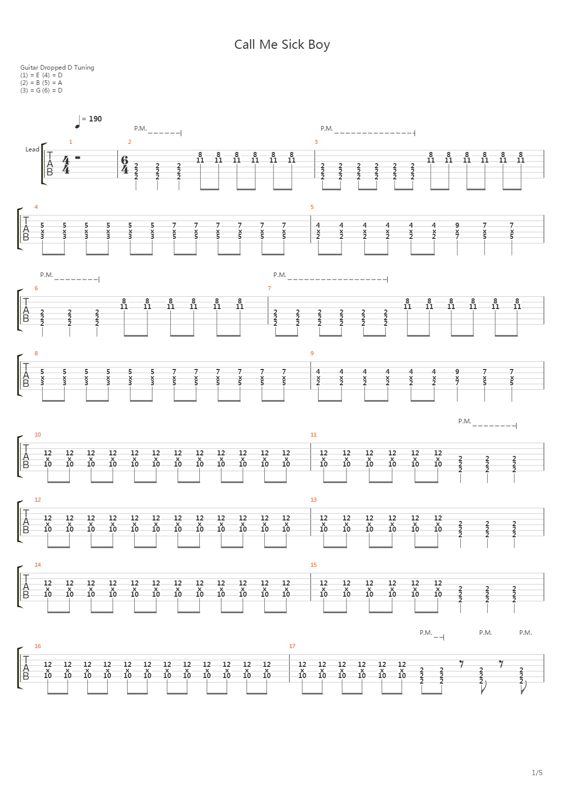 Call Me Sick Boy吉他谱