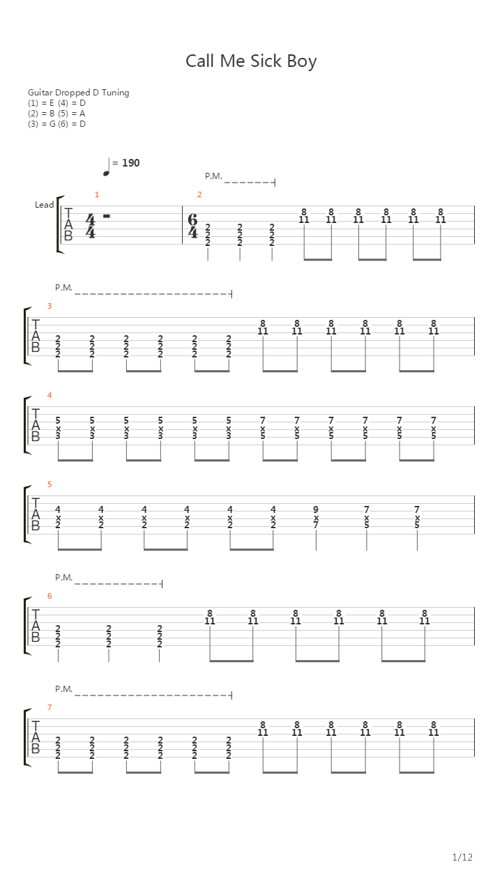 Call Me Sick Boy吉他谱
