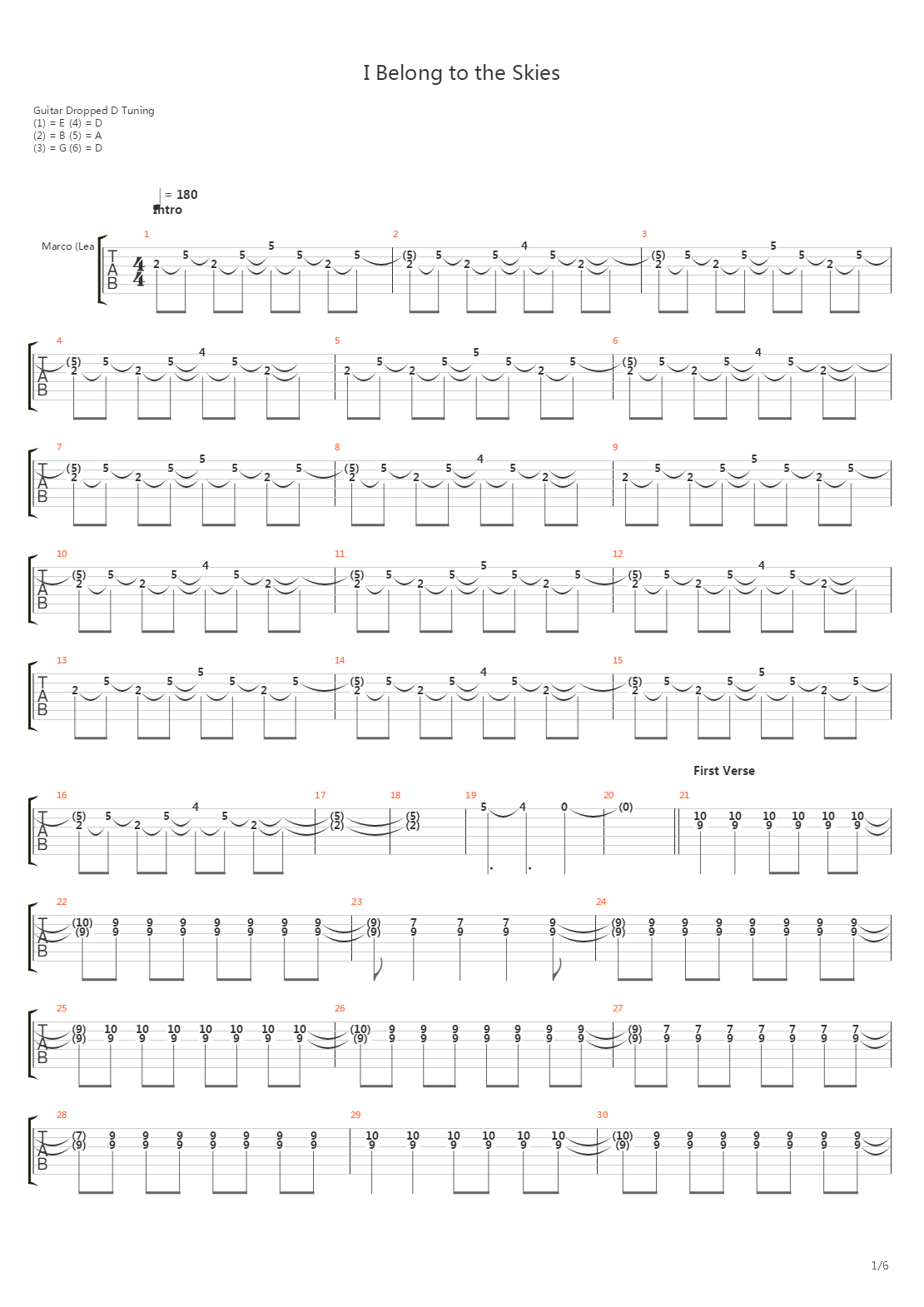 I Belong To The Skies吉他谱