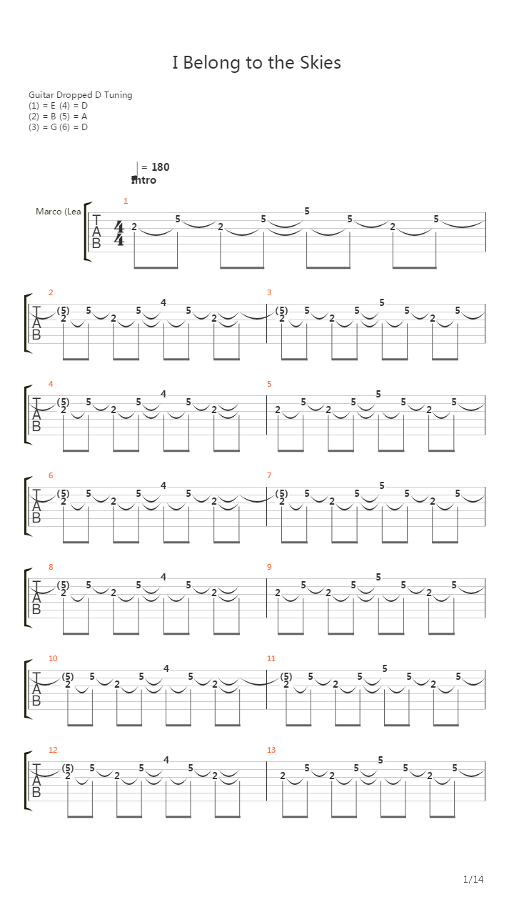 I Belong To The Skies吉他谱