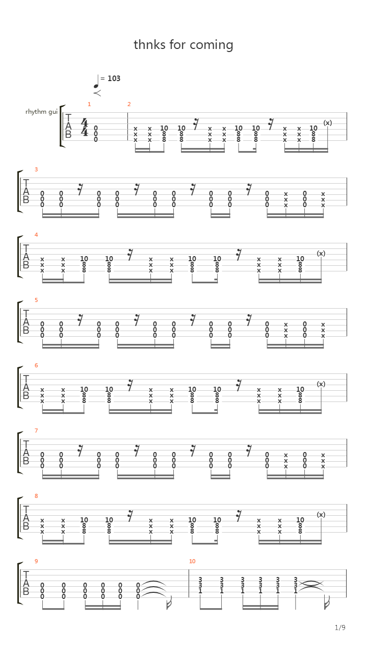 Thanks For Coming吉他谱