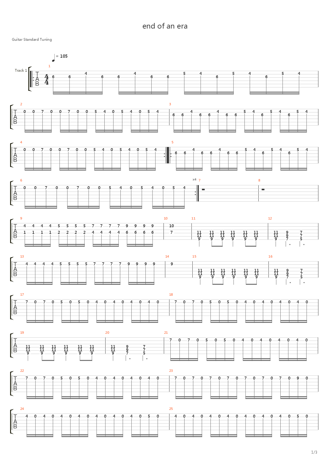 End Of An Era吉他谱