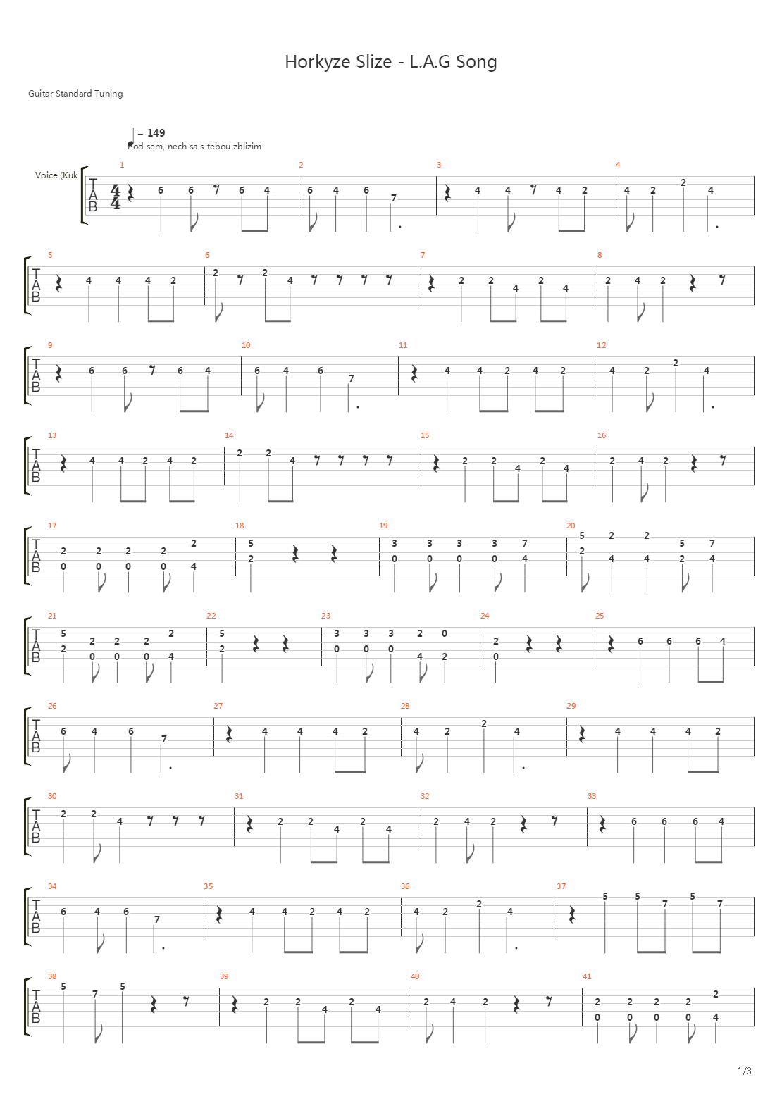 Lag Song吉他谱