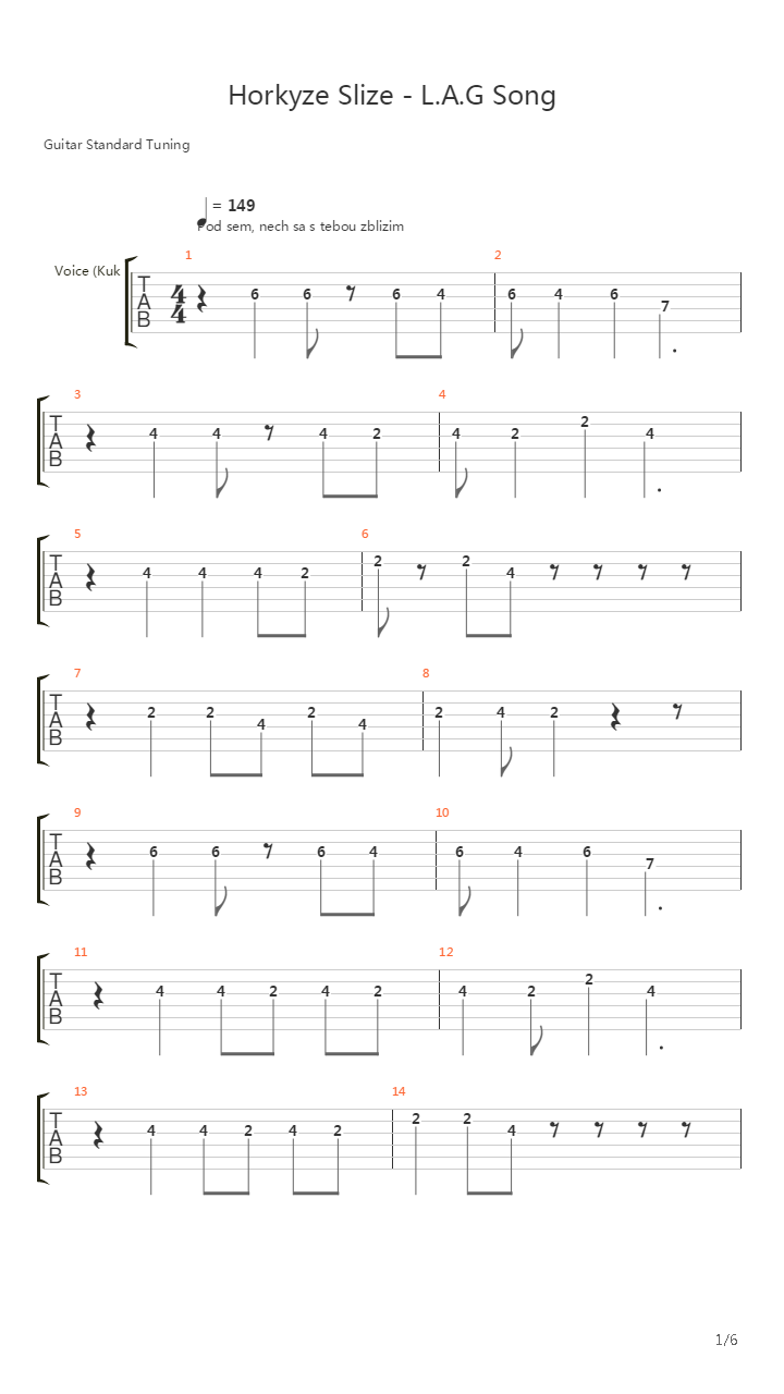 Lag Song吉他谱