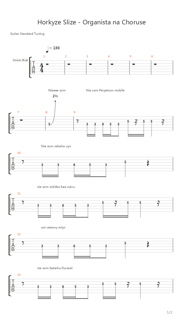 Organista Na Choruse吉他谱