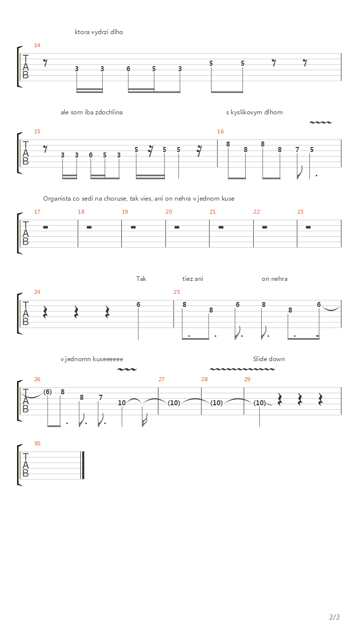 Organista Na Choruse吉他谱