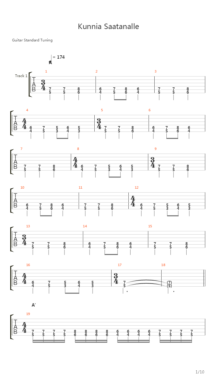 Kunnia Saatanalle吉他谱