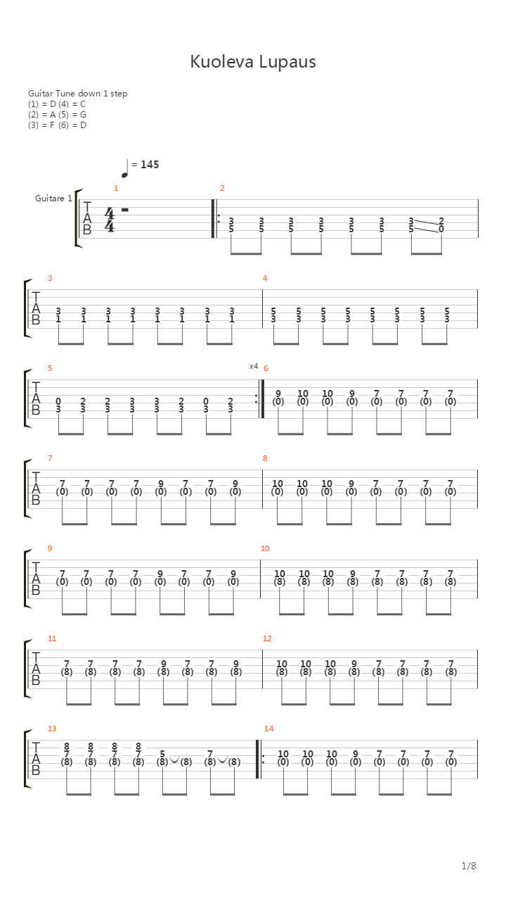 Kuoleva Lupaus吉他谱