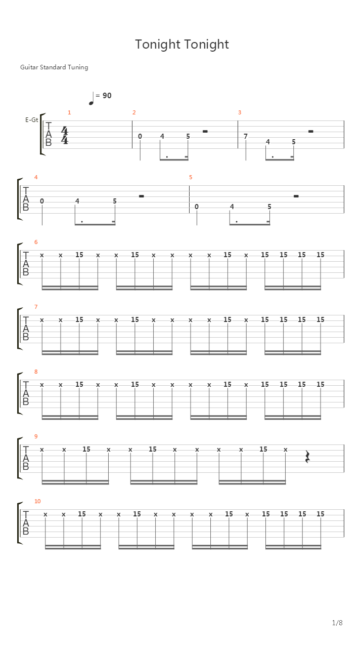 Tonight Tonight吉他谱