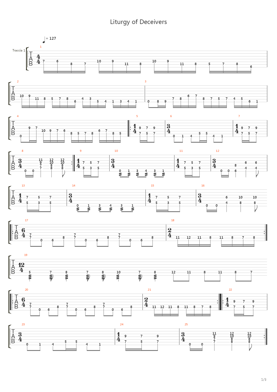 Liturgy Of Deceivers吉他谱