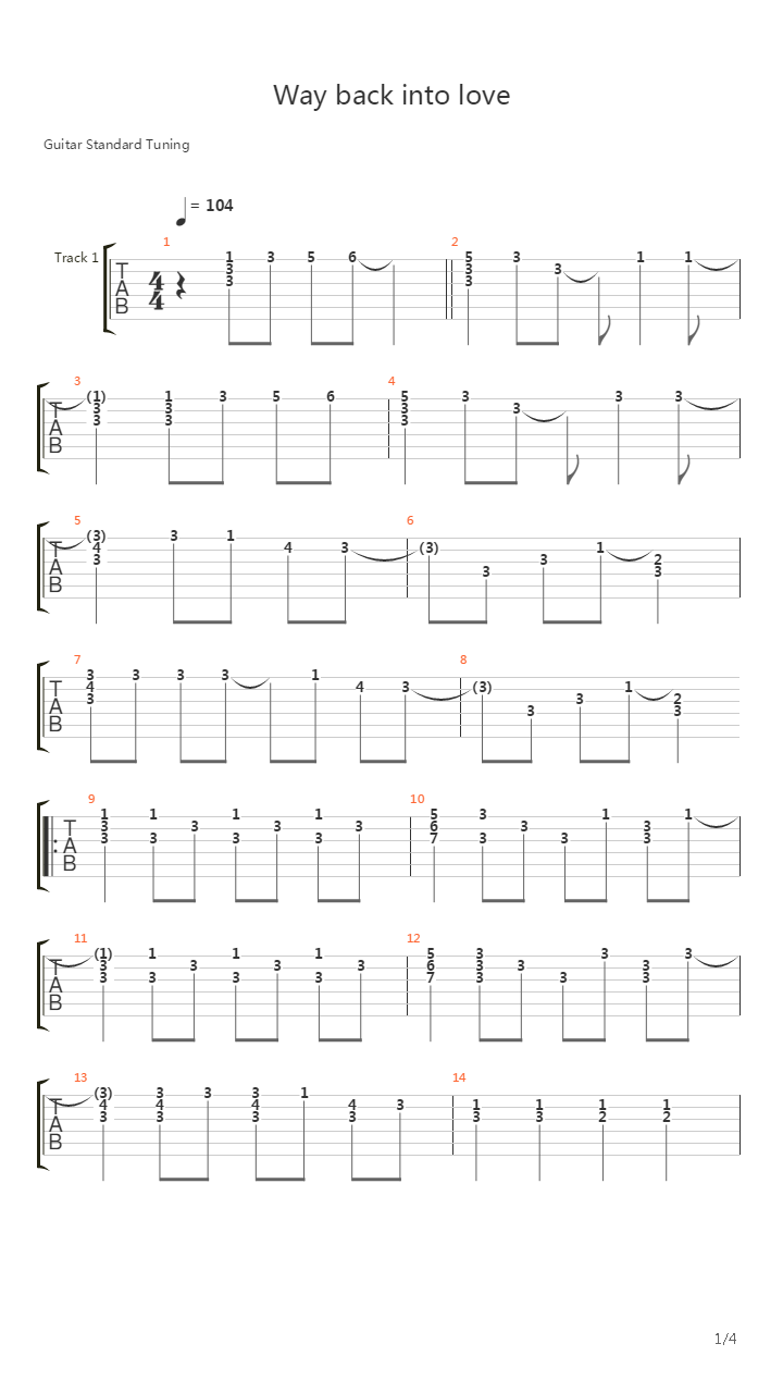 Way Back Into Love吉他谱